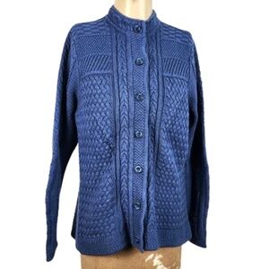 L.L. Bean Blue Cable Knit Cardigan Sweater
